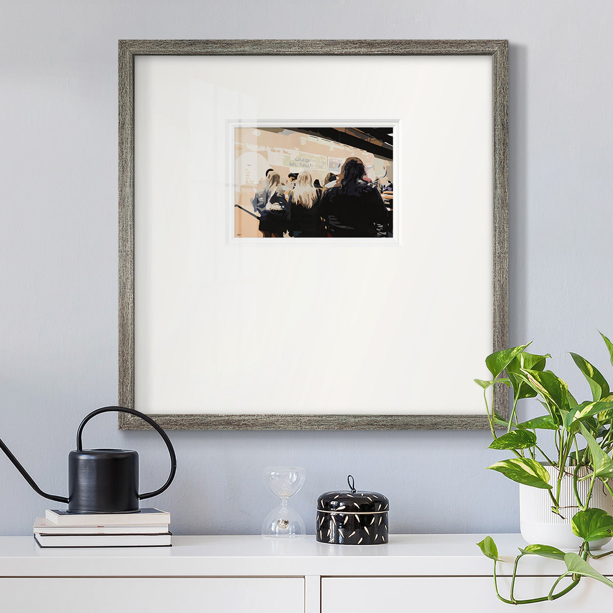Late Night Queue - Double Matboard Framed Print