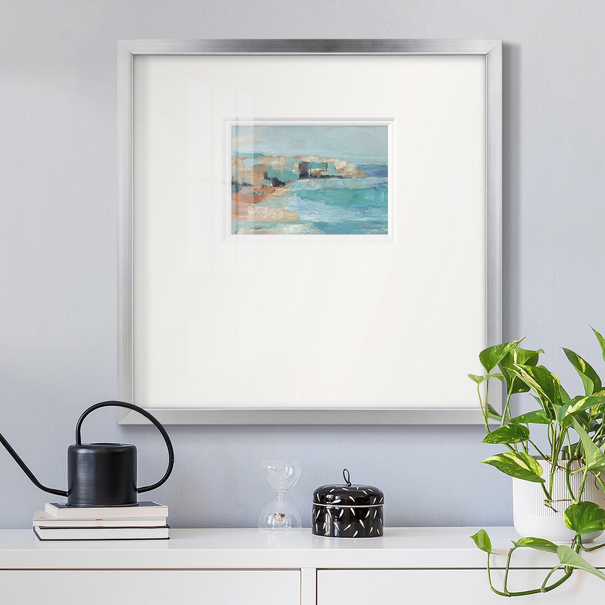 Turquoise Cliff Wall I Premium Framed Print Double Matboard