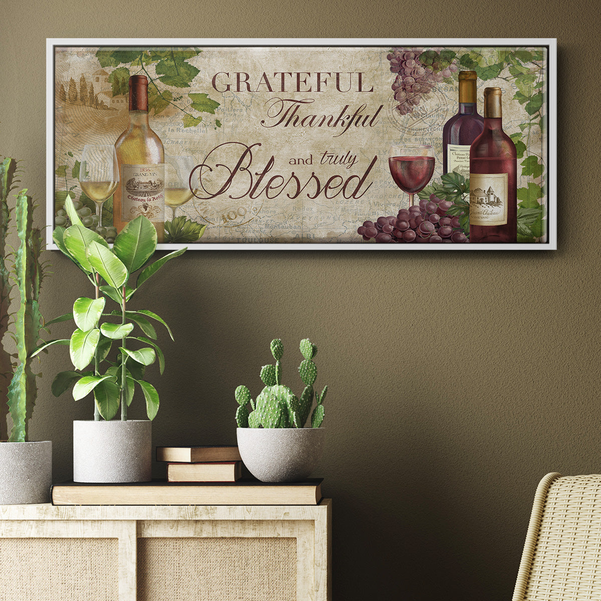 Grateful Wine - Floater Framed Canvas Print