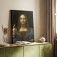 Canvas art print of a composed figure with soft light and calm expression styled in a home decor setting.