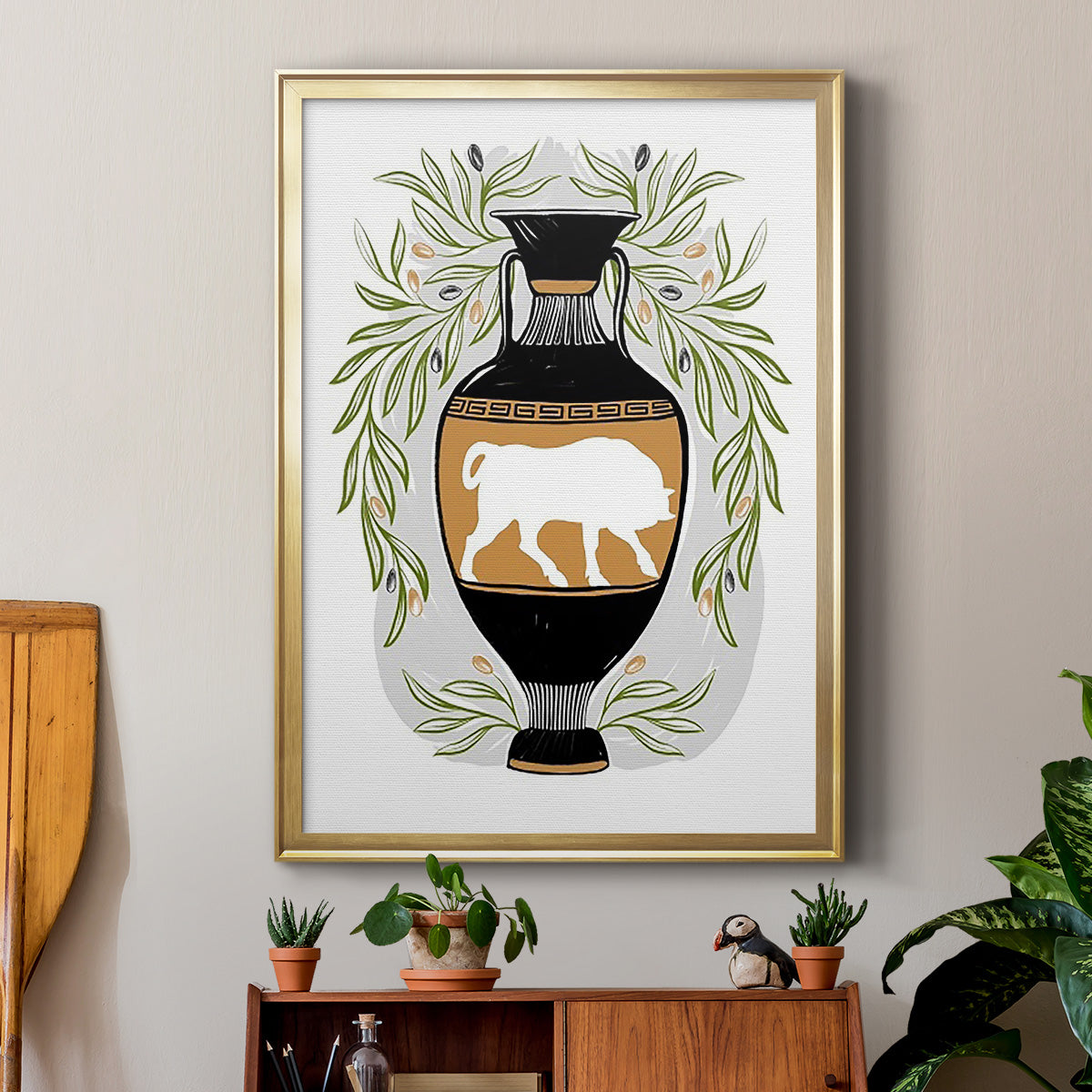 Greek Vases IV - Modern Framed Canvas Print