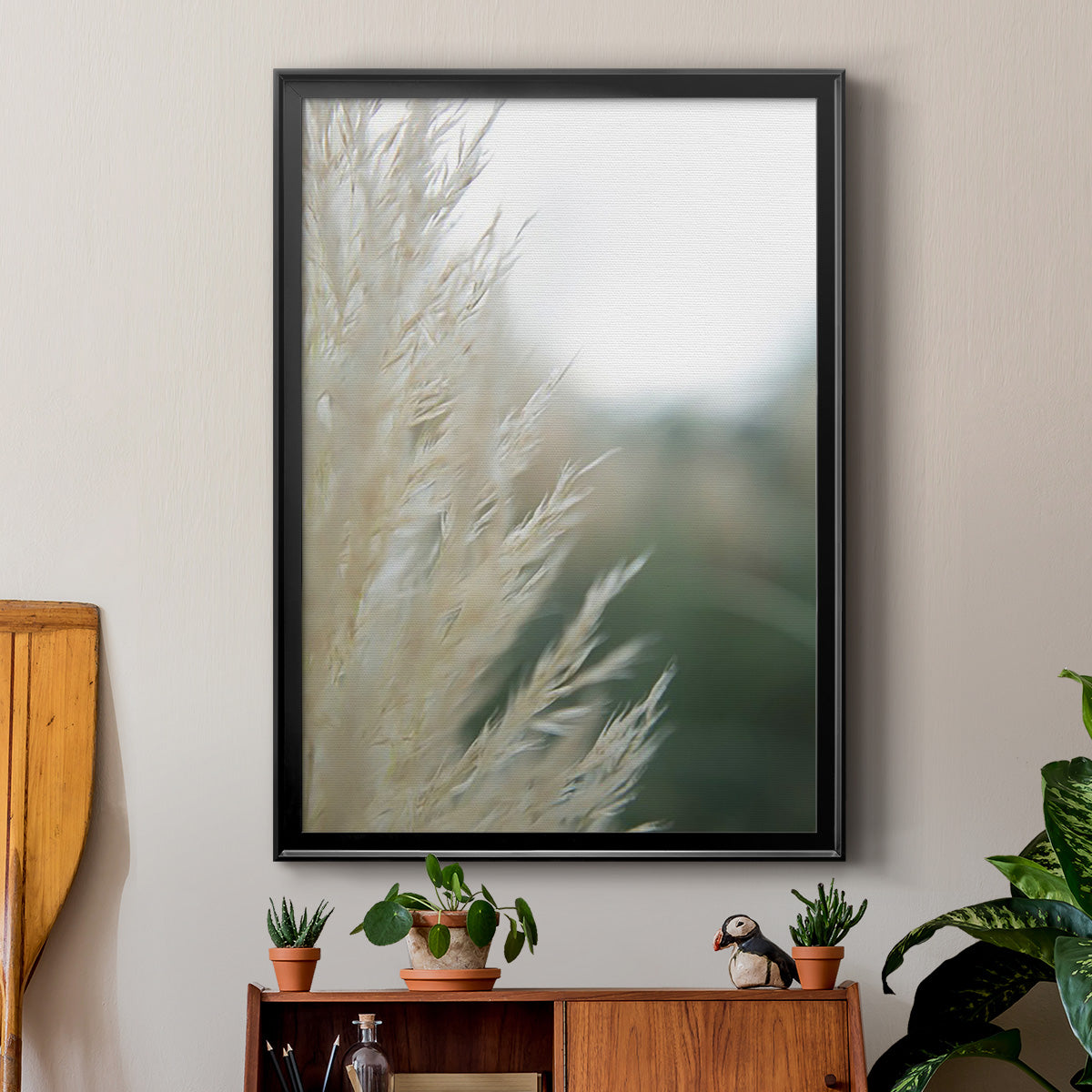 Subtle Grasses I - Modern Framed Canvas Print