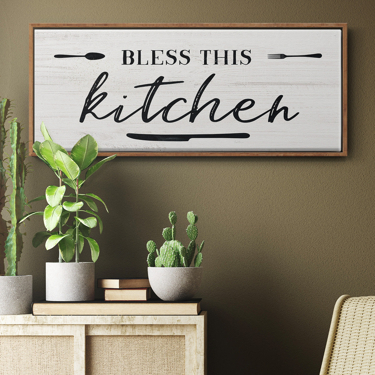 Bless this Kitchen - Floater Framed Canvas Print