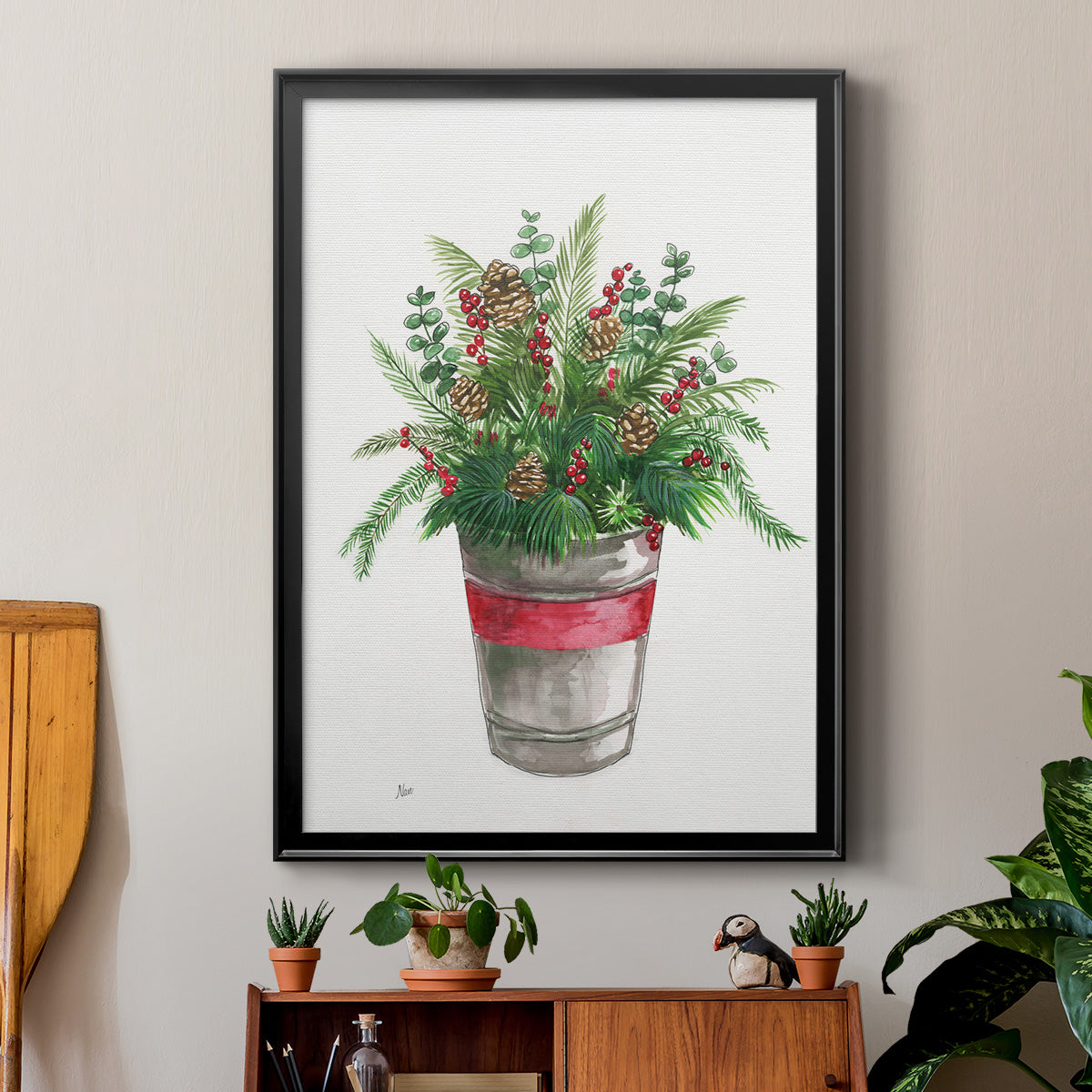 Winter Greens - Modern Framed Canvas Print