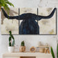 Three-panel canvas wall art featuring rustic animal portrait illustration, displayed in a boho-chic entryway above a console table.