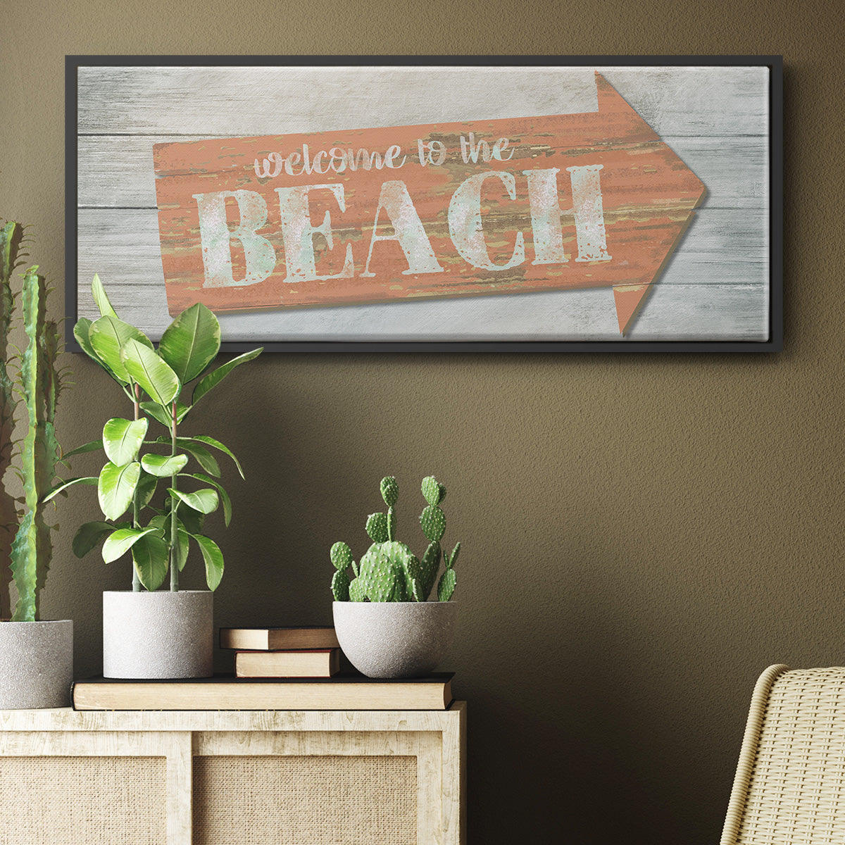 Welcome to the Beach - Floater Framed Canvas Print