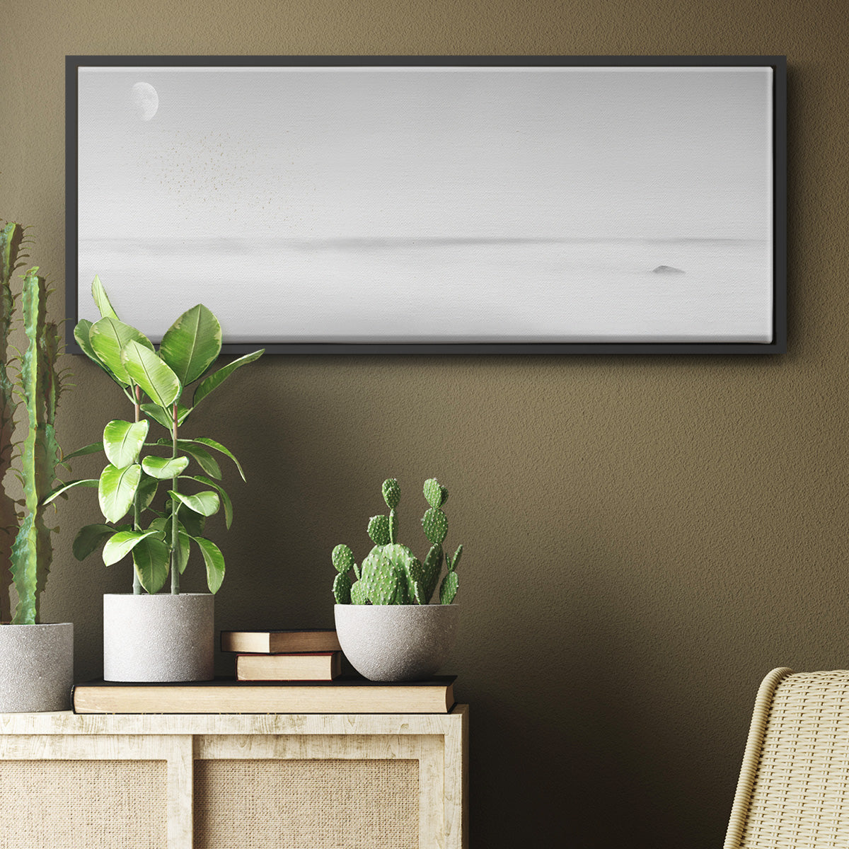 Black & White Water Panel XV - Floater Framed Canvas Print