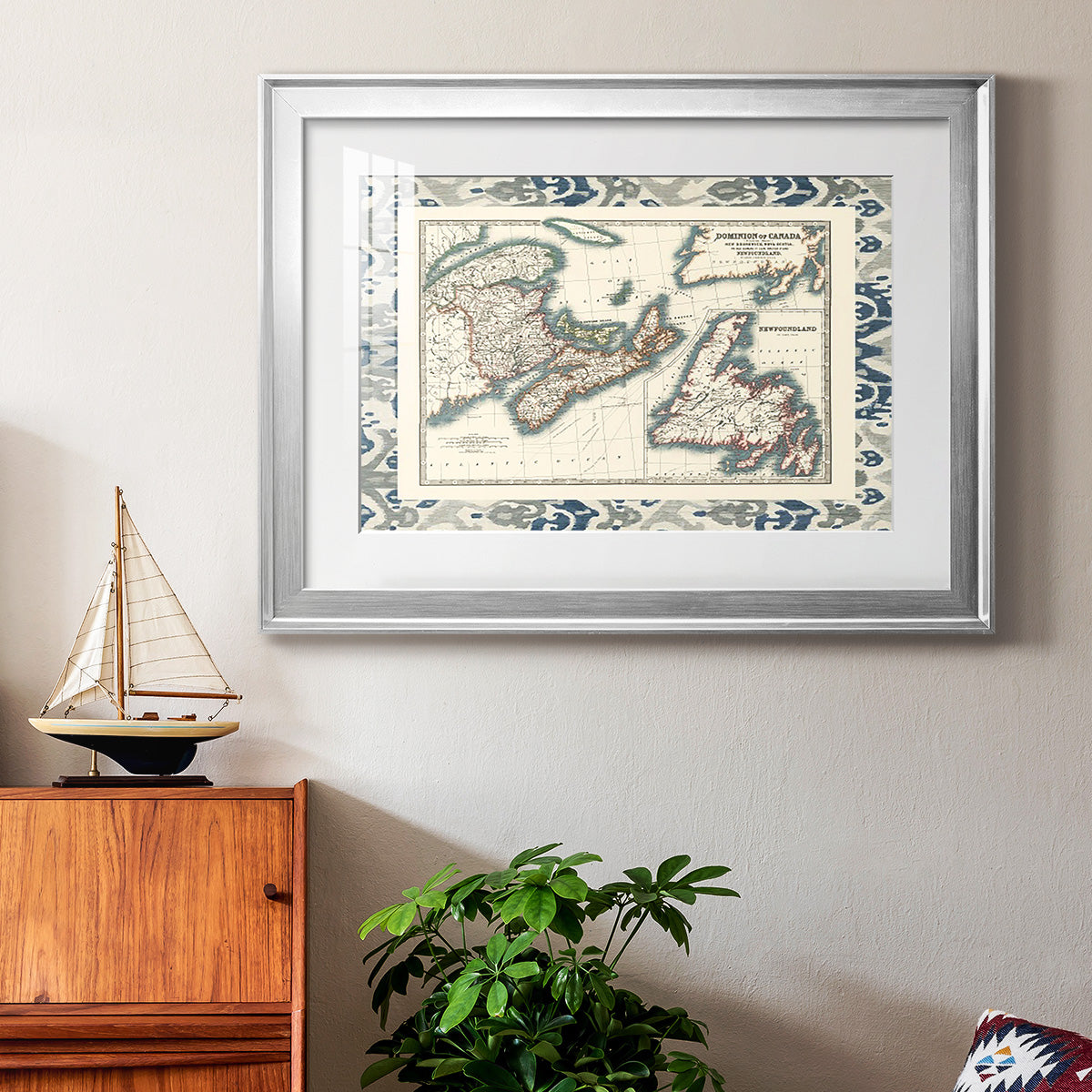 Bordered Map of Canada - Modern Framed Art Print