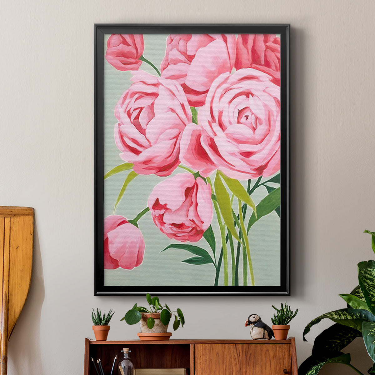 This Year's Peonies I - Modern Framed Canvas Print