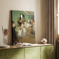 Canvas art print of a group of dancers rehearsing with soft natural light styled in a home decor setting.