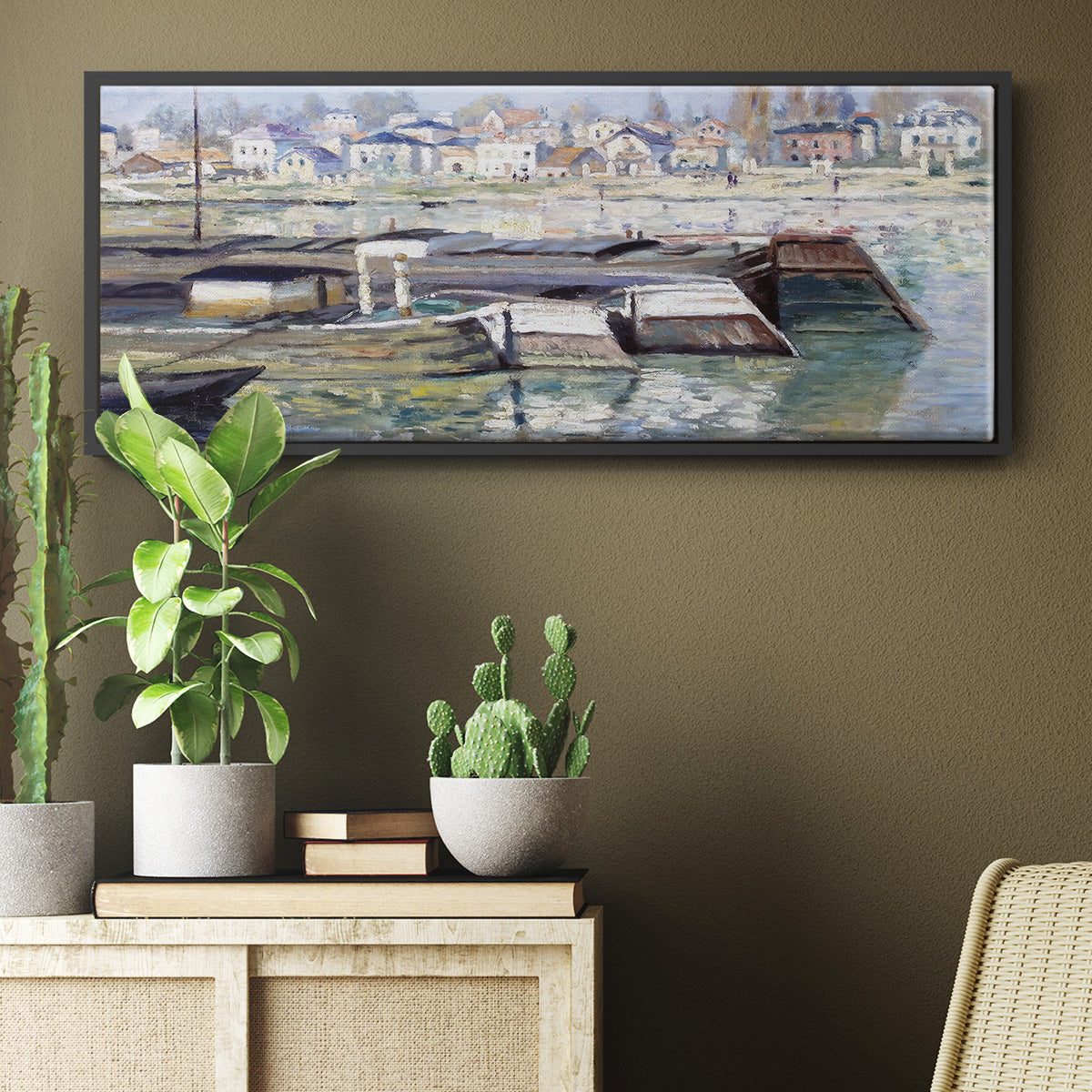 The Seine at Asnieres, 1873 - Floater Framed Canvas Print