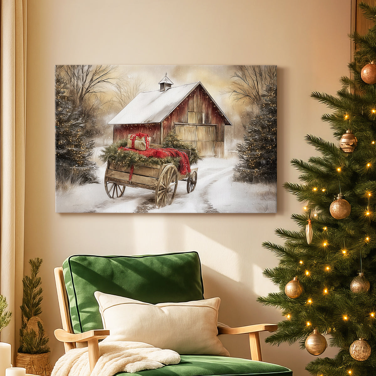 Warm Lantern Carols Lane - Canvas Art Print