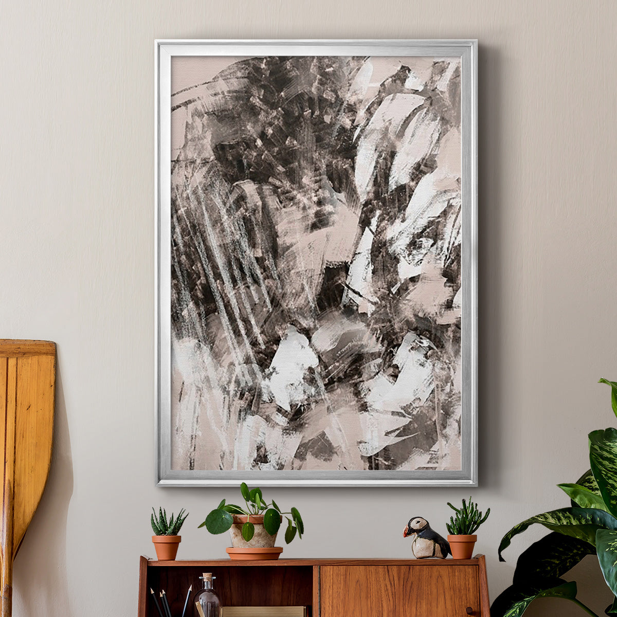 Blush Blackboard I - Modern Framed Canvas Print