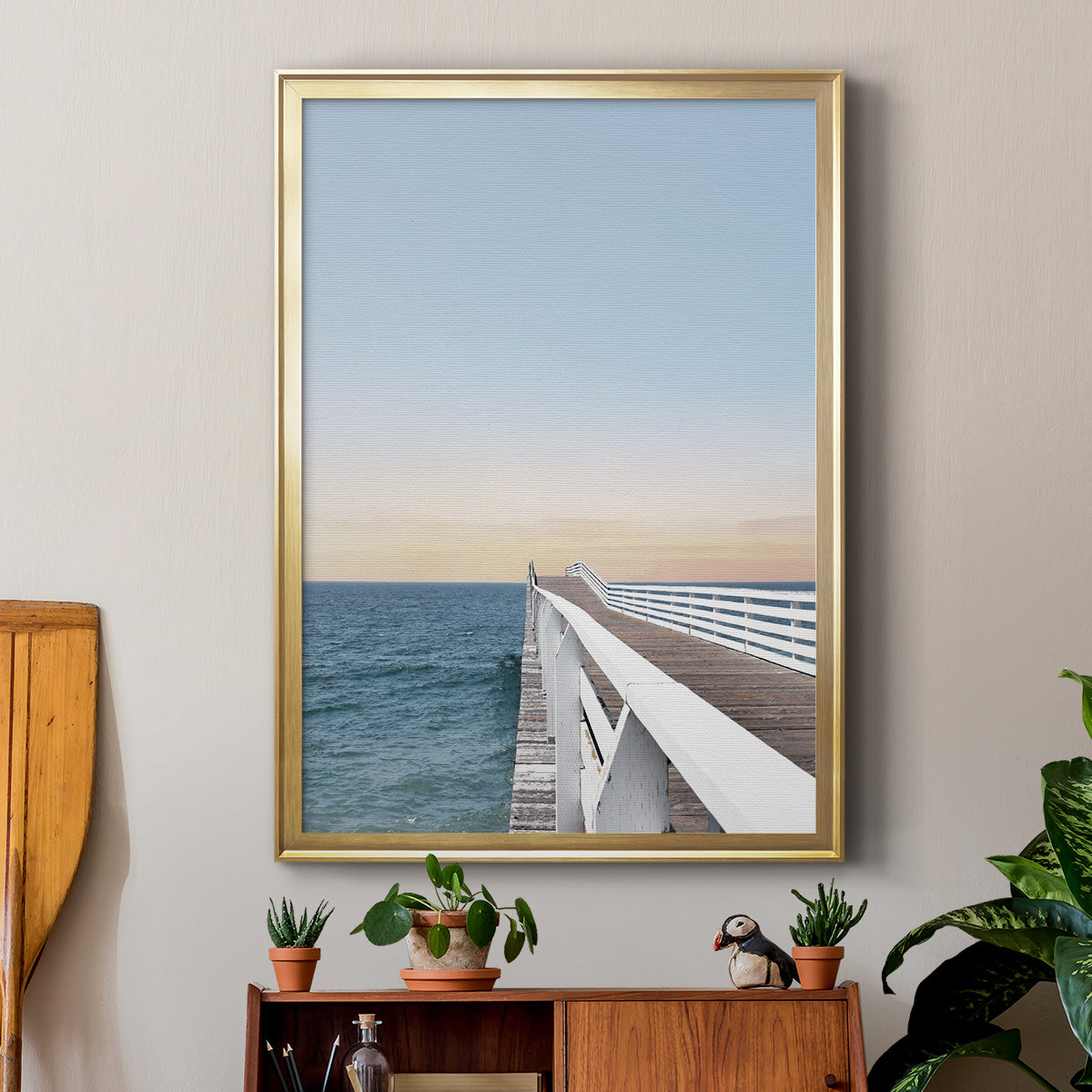 Day at the Pier - Modern Framed Canvas Print