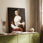 Canvas art print of a refined figure with smooth shading and calm expression styled in a home decor setting.