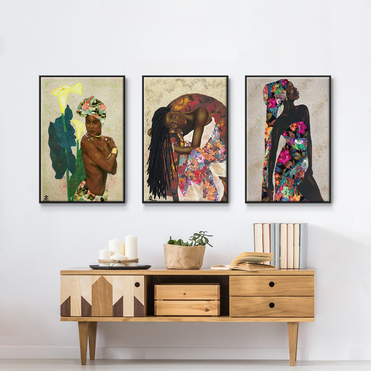 Woman Strong I - Framed Premium Gallery Wrapped Canvas L Frame 3 Piece Set - Ready to Hang