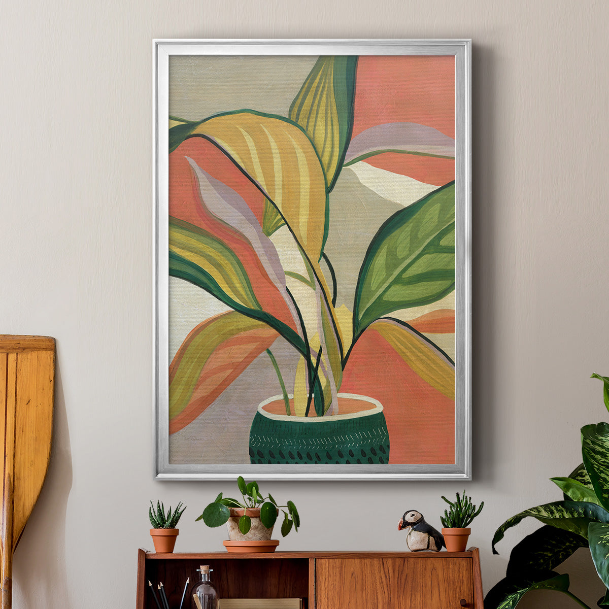 Potted Bird of Paradise - Modern Framed Canvas Print