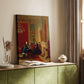 Canvas art print of a multi-figure composition with formal poses and soft light styled in a home decor setting.