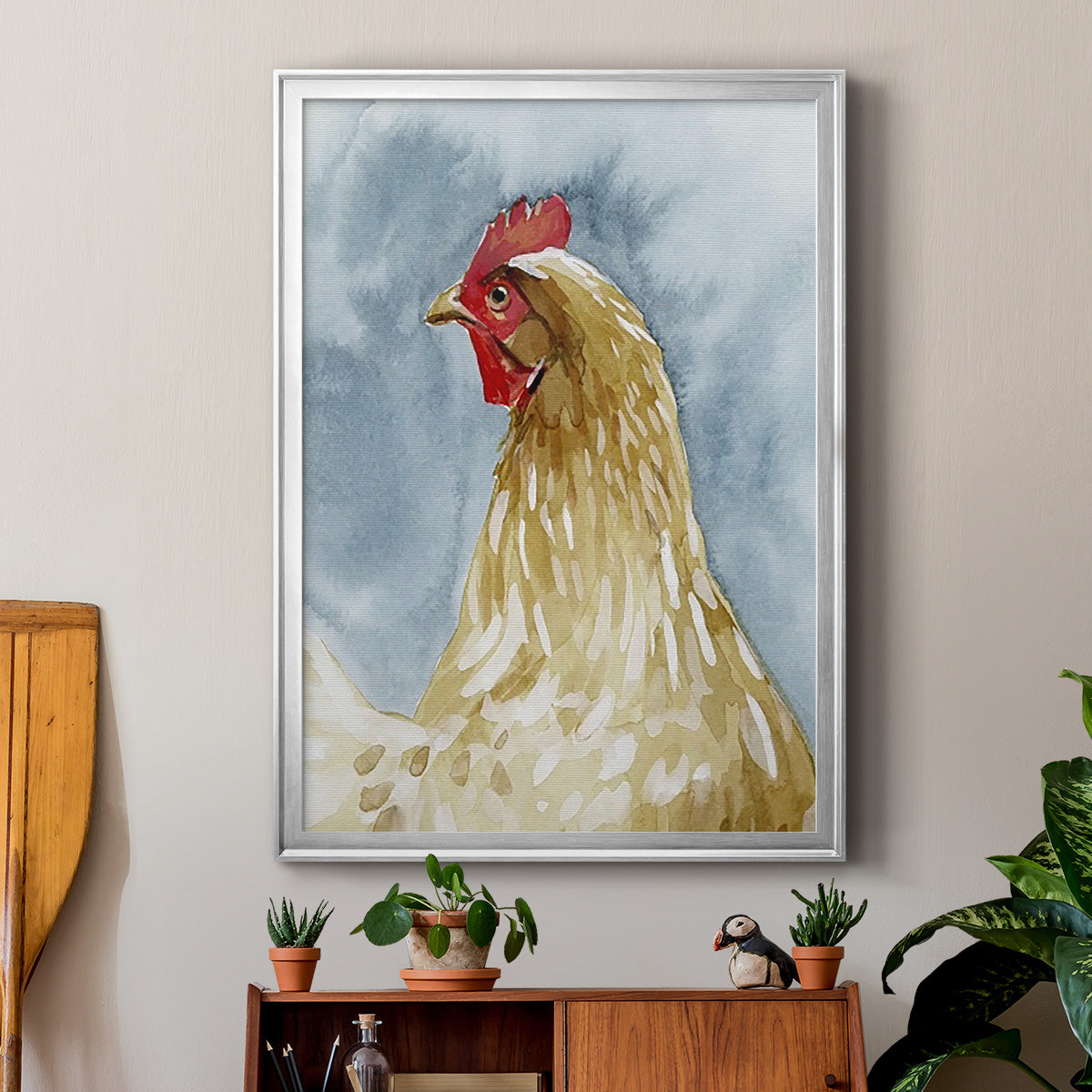 Chicken Portrait I - Modern Framed Canvas Print