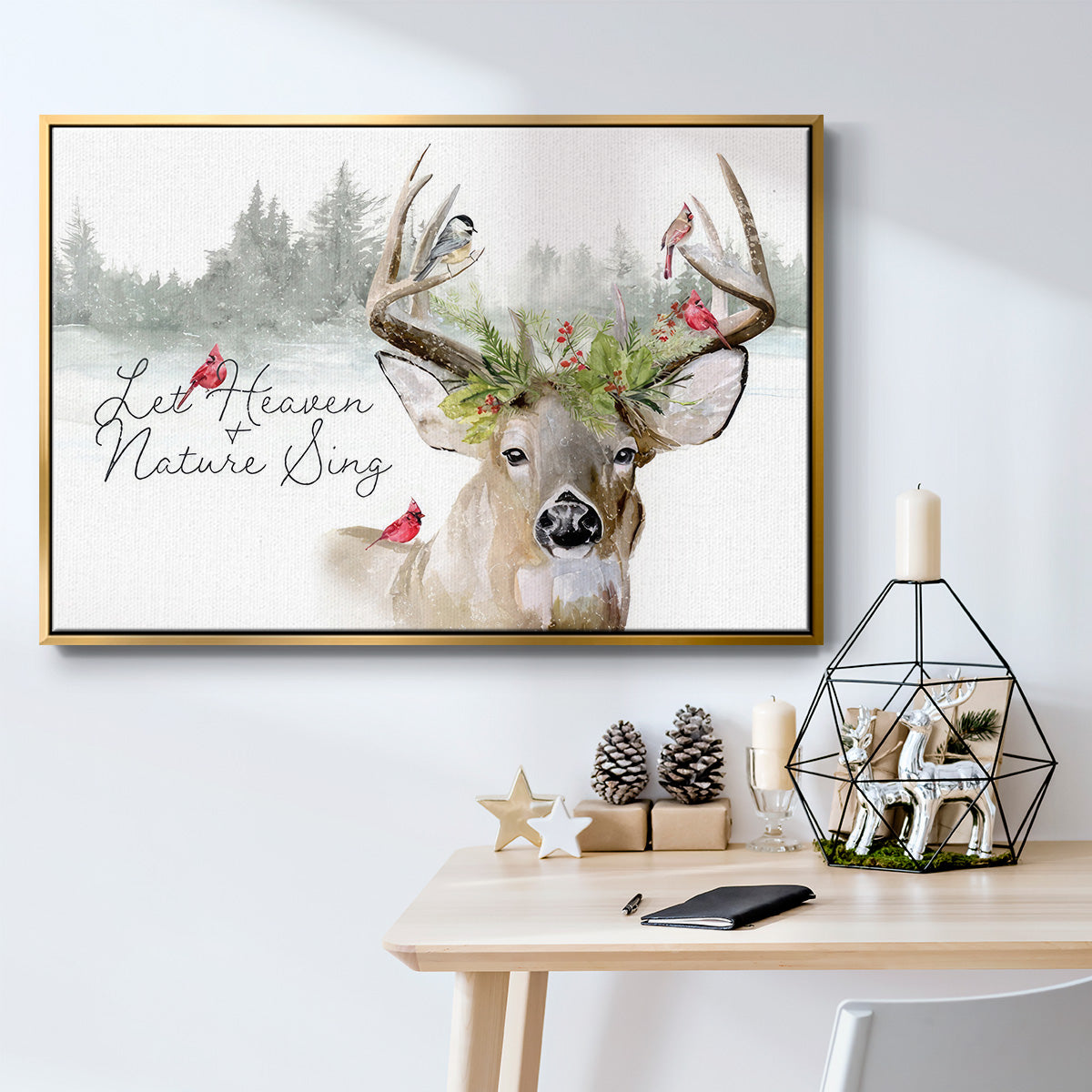 Holiday Deer Collection A - Floater Framed Canvas Print