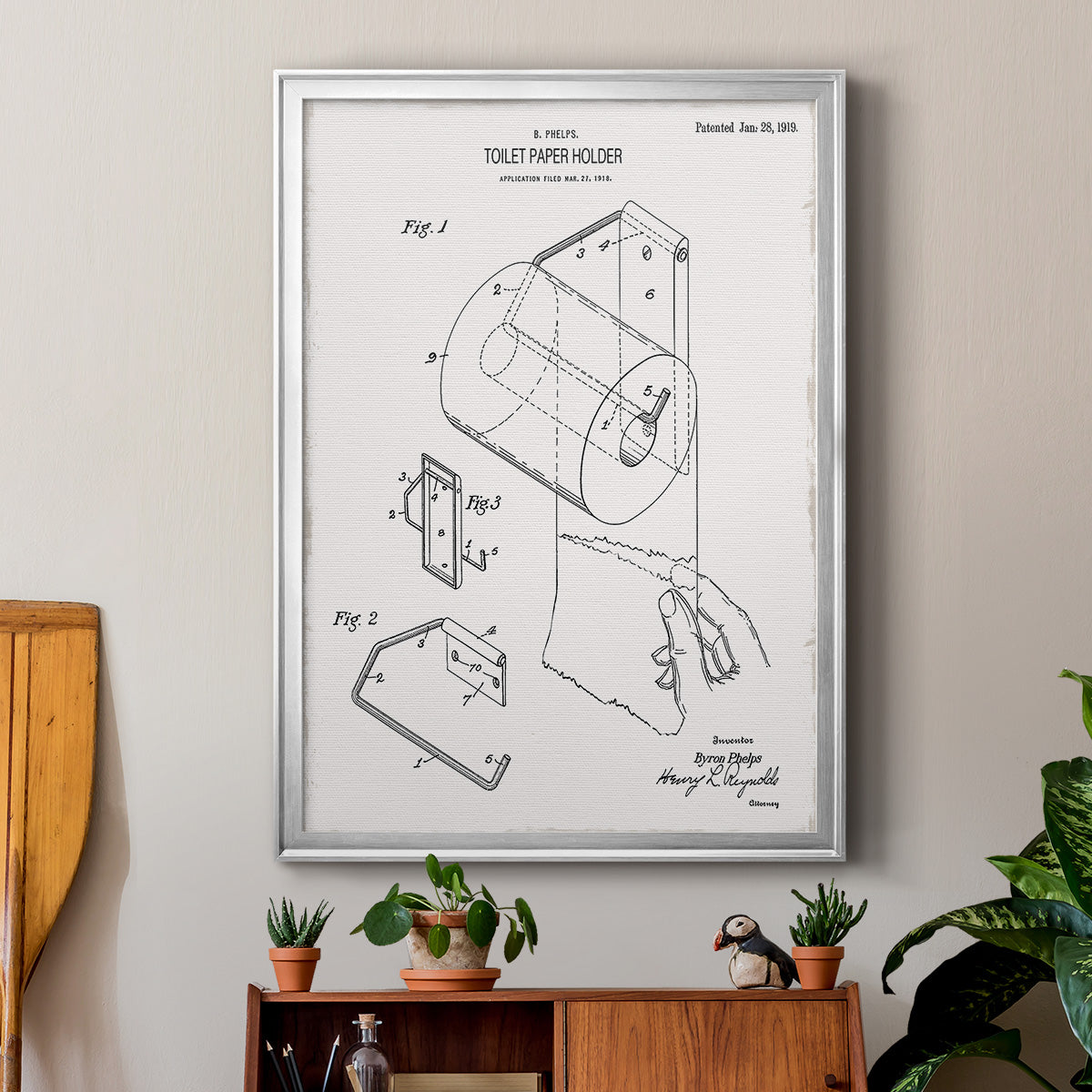 Toilet Paper Patent II - Modern Framed Canvas Print