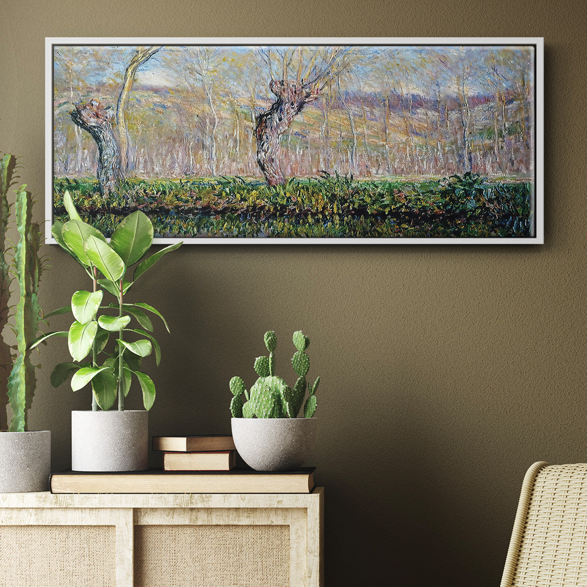 The Banks of the River Epte in Springtime, 1885 - Floater Framed Canvas Print
