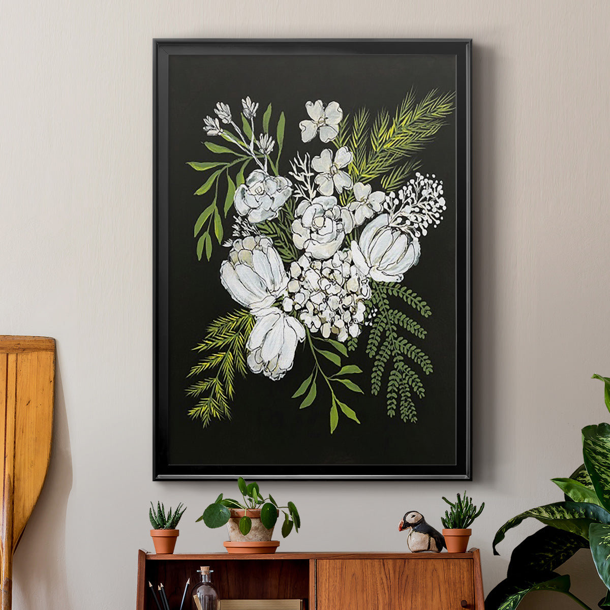 Alabaster Bouquet II - Modern Framed Canvas Print