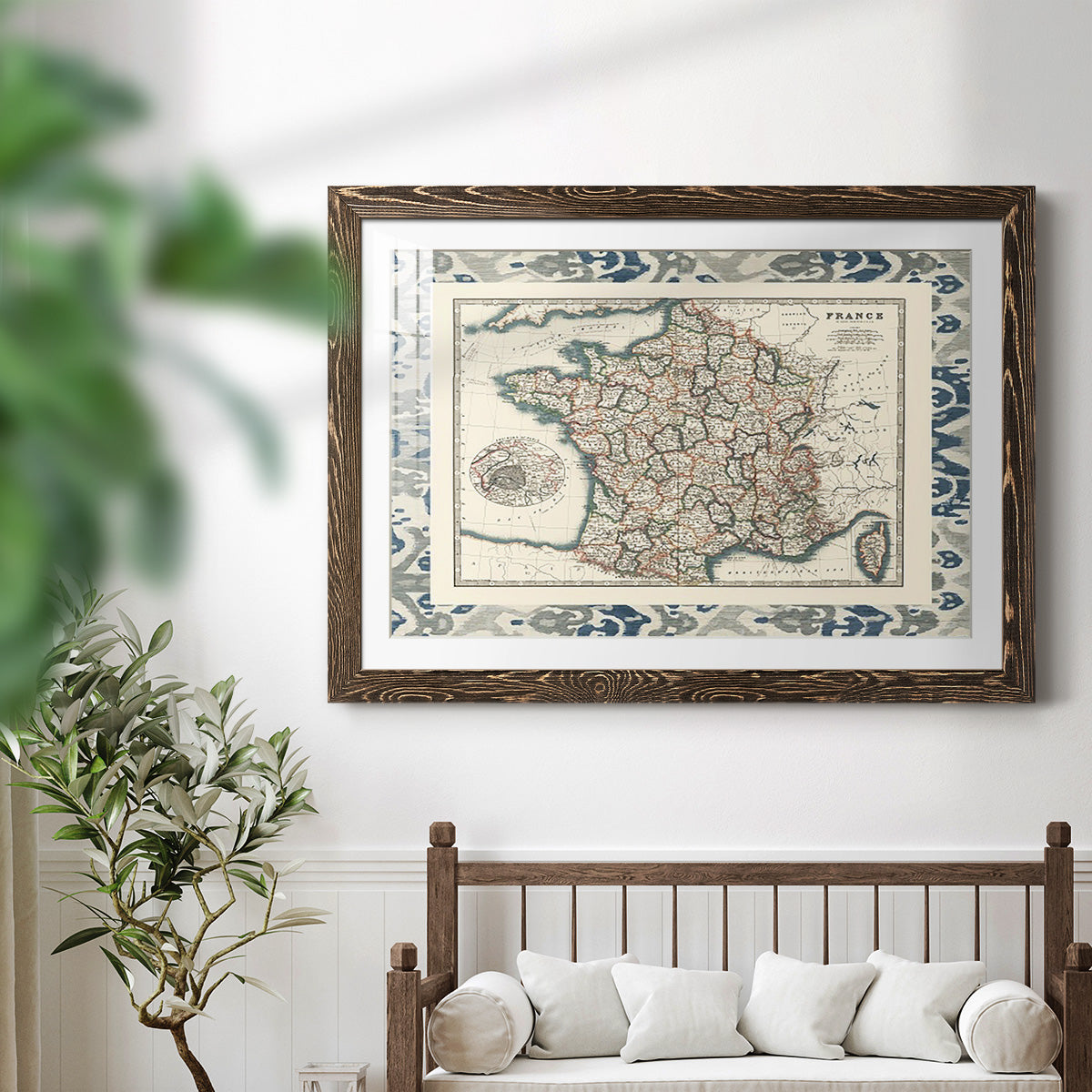 Bordered Map of France-Premium Framed Print - Ready to Hang