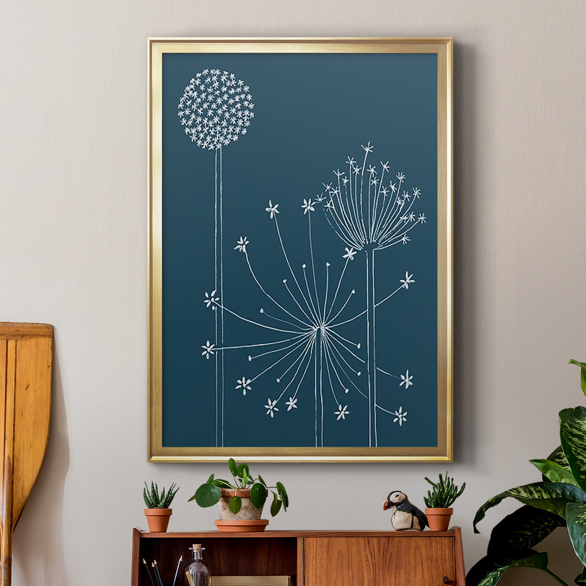 Graphic Alliums I - Modern Framed Canvas Print