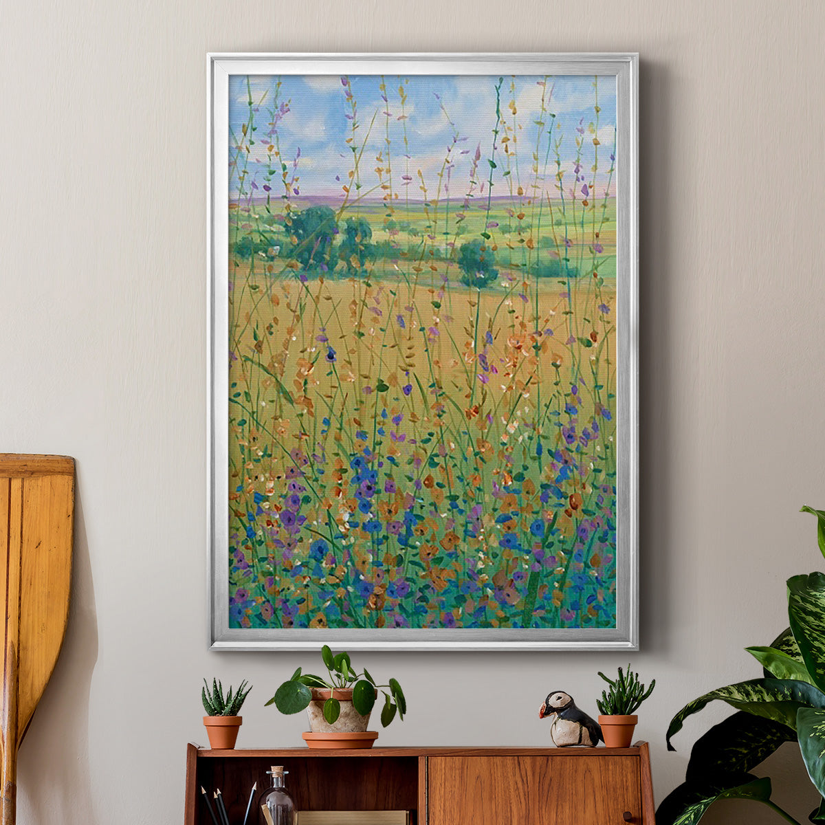 Wildflower Path I - Modern Framed Canvas Print