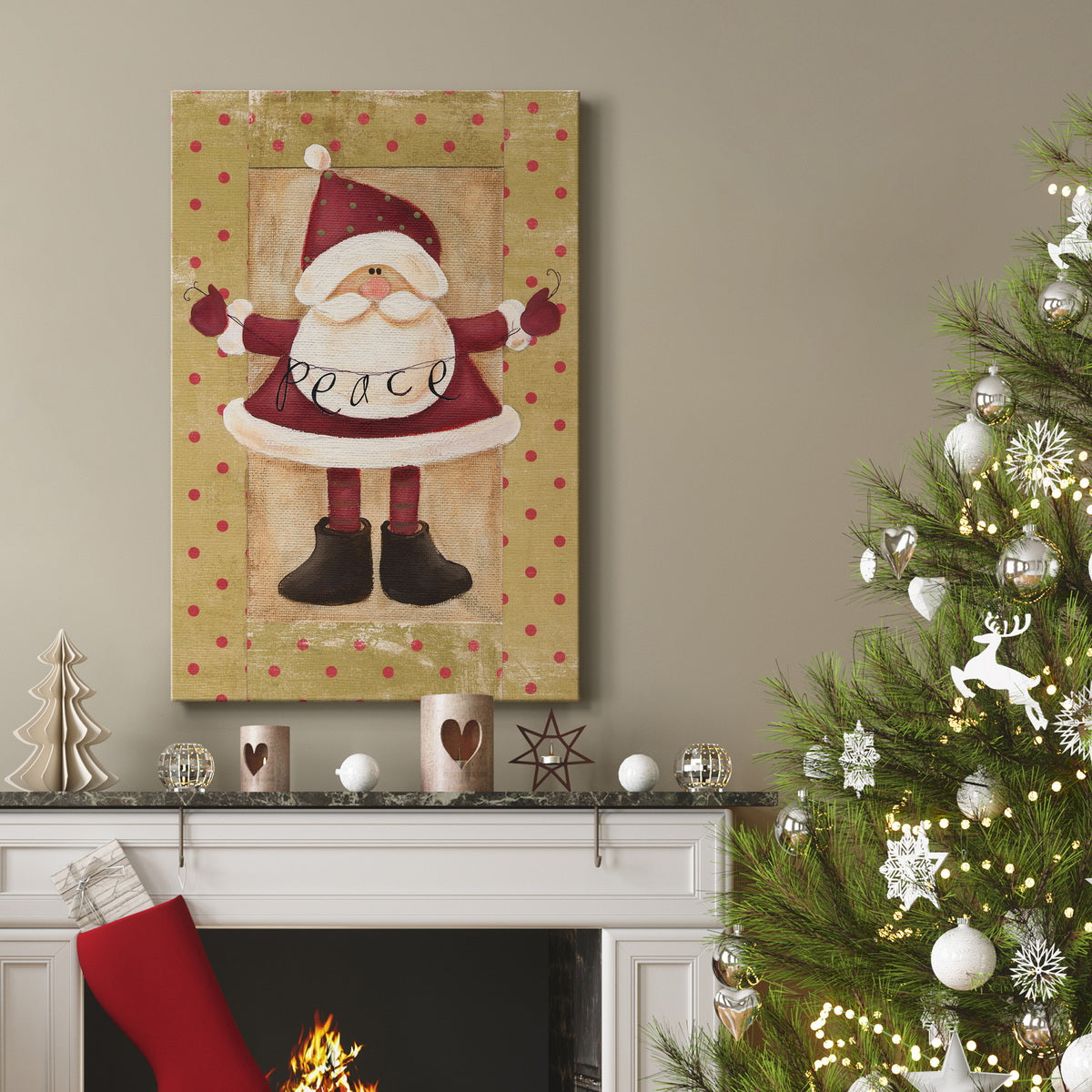 Polka Dot Peace Santa Premium Gallery Wrapped Canvas - Ready to Hang