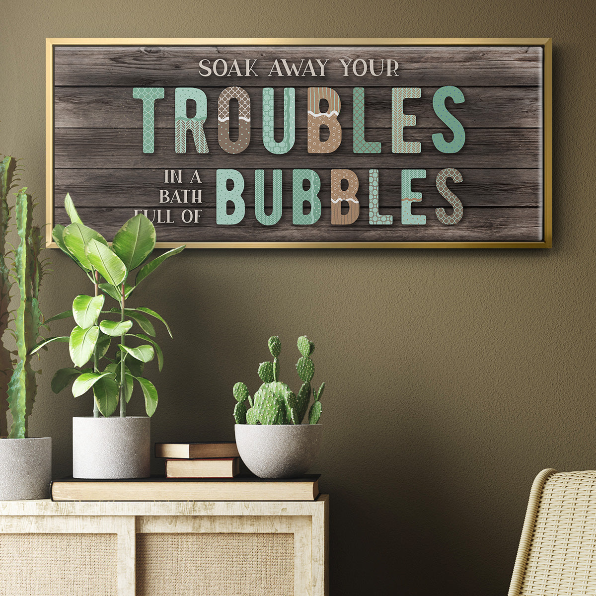 Troubles Bubbles - Floater Framed Canvas Print