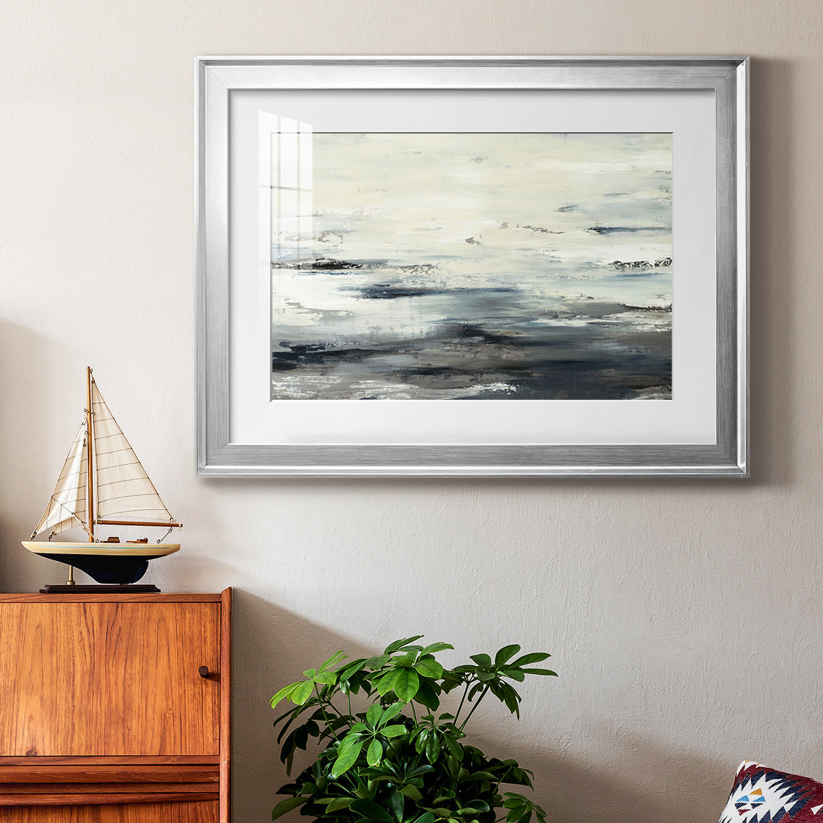 On The Stormy Seas - Modern Framed Art Print