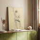 Canvas art print of a rear-view figure with gentle contour lines styled in a home decor setting.