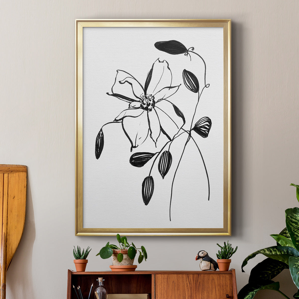 Wild Clematis II - Modern Framed Canvas Print