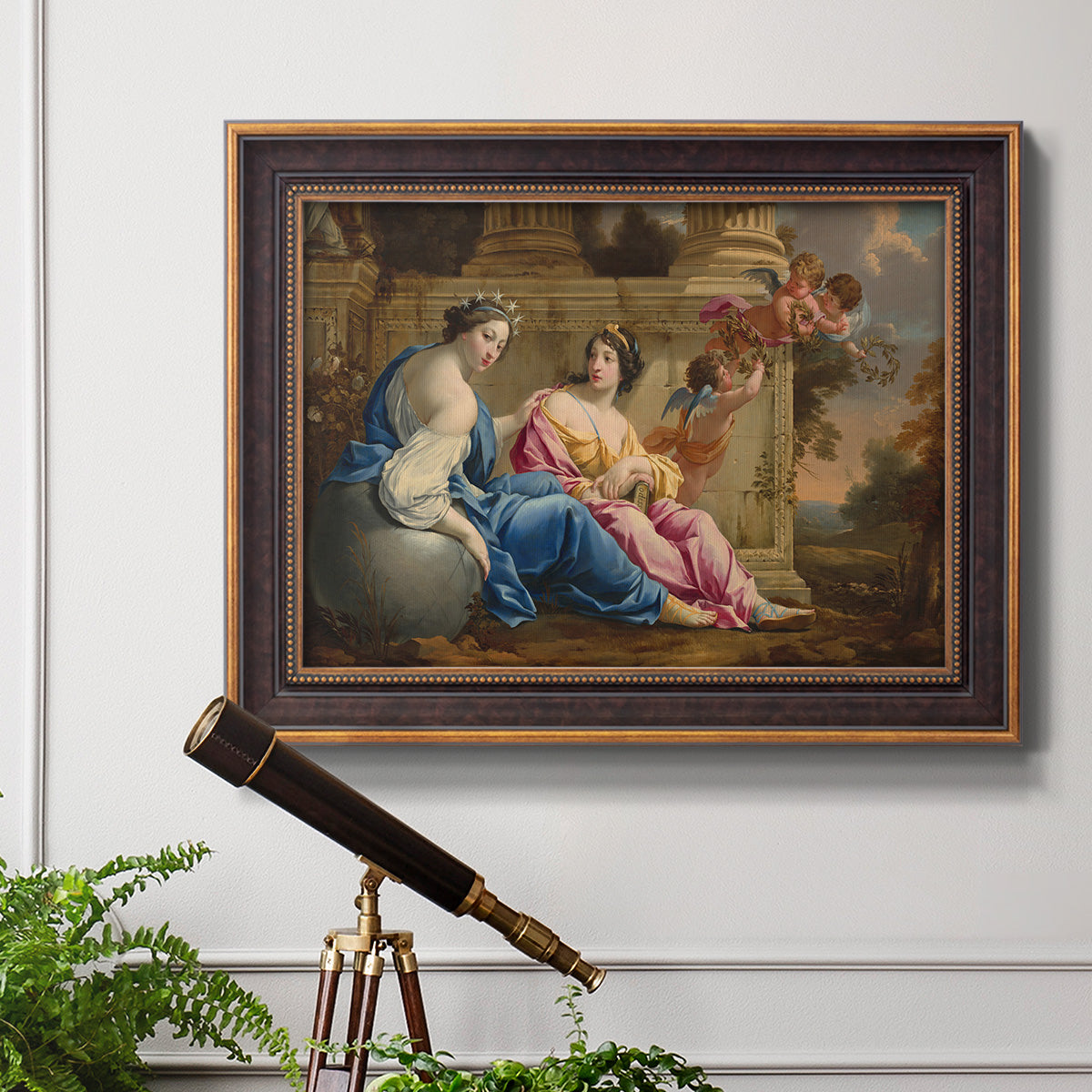 The Muses Urania and Calliope - Ornate Framed Canvas Print