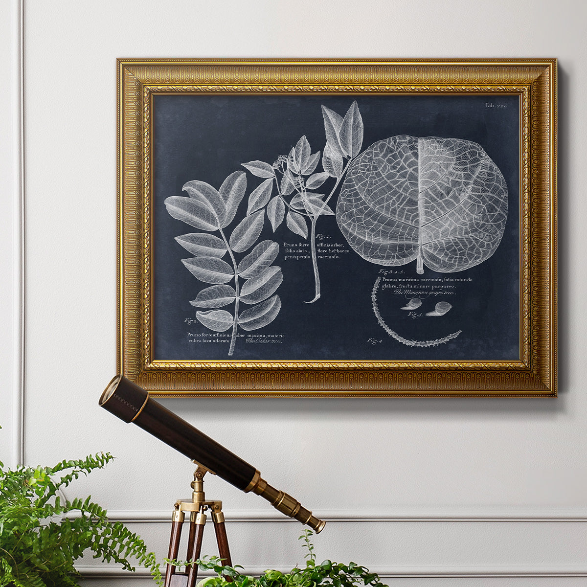 Foliage on Navy I Premium Framed Canvas- Ready to Hang