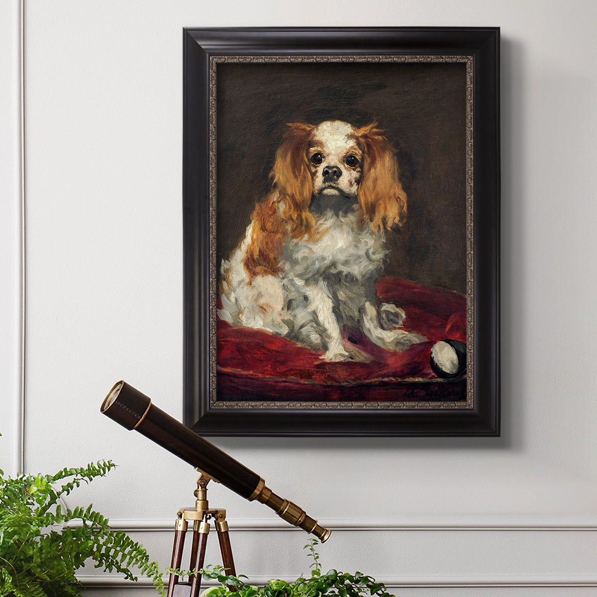 A King Charles Spaniel - Ornate Framed Canvas Print