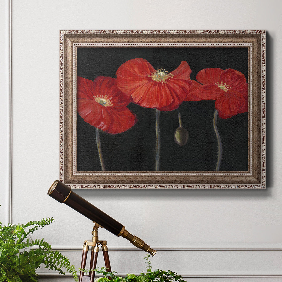 Poppy Trio I Premium Framed Canvas- Ready to Hang