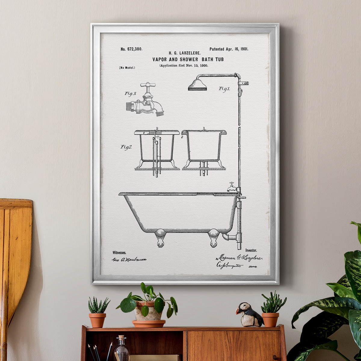 Vintage Bath II - Modern Framed Canvas Print