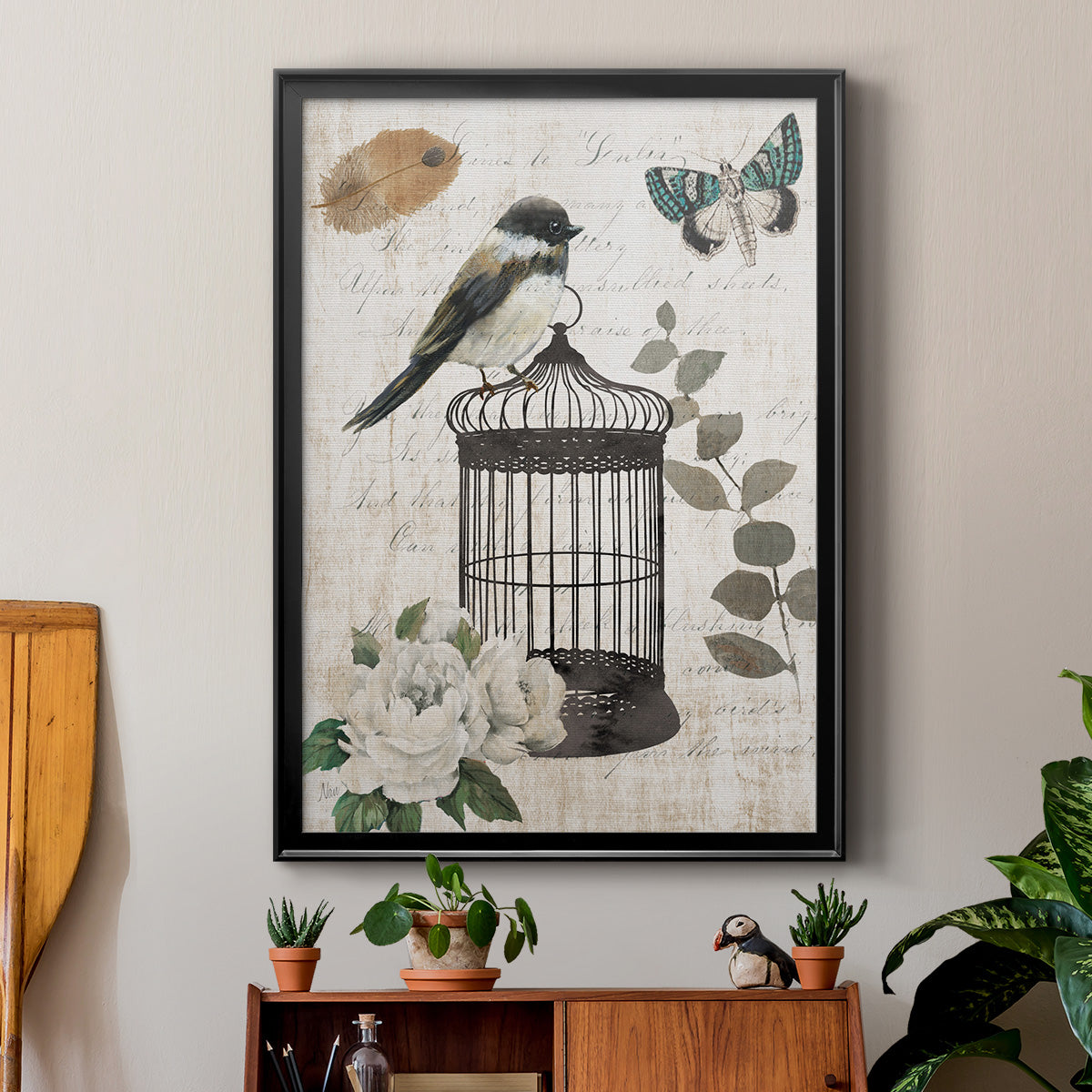 Vintage Menagerie I - Modern Framed Canvas Print