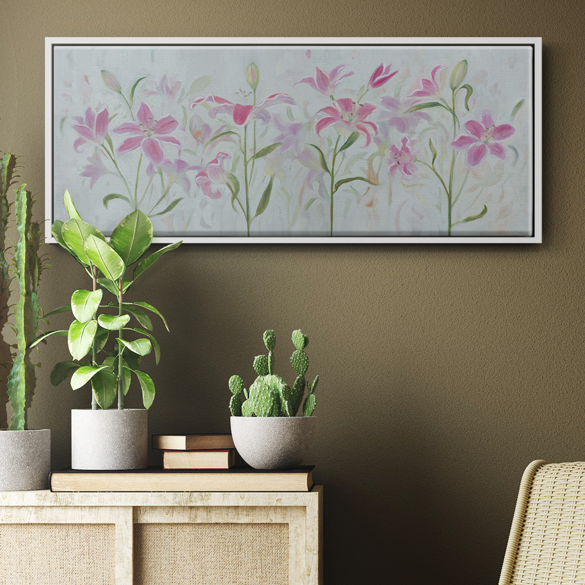Dancing Pink Trio III - Floater Framed Canvas Print