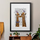 Kissing Giraffes with Birds - Modern Framed Canvas Print