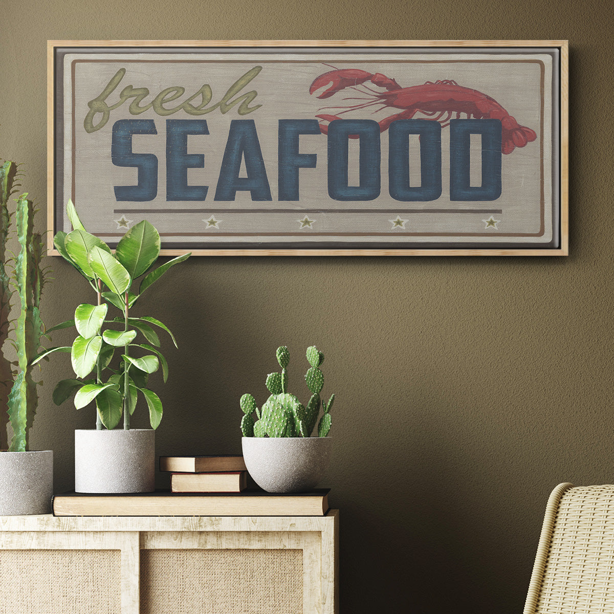 Shoreline Signs I - Floater Framed Canvas Print