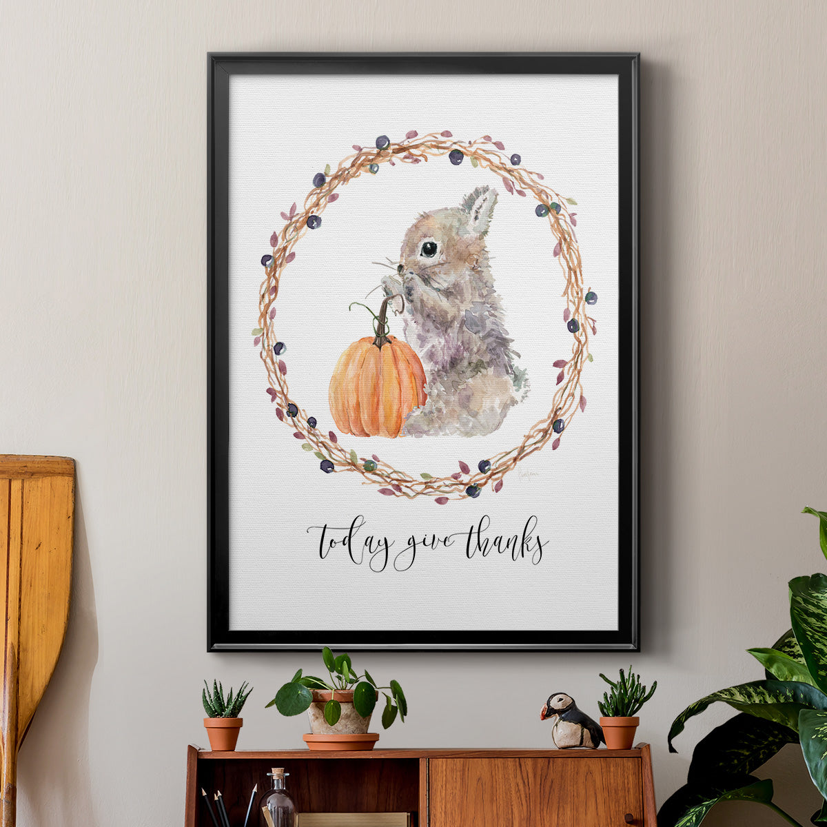 Harvest Home Bunny - Modern Framed Canvas Print