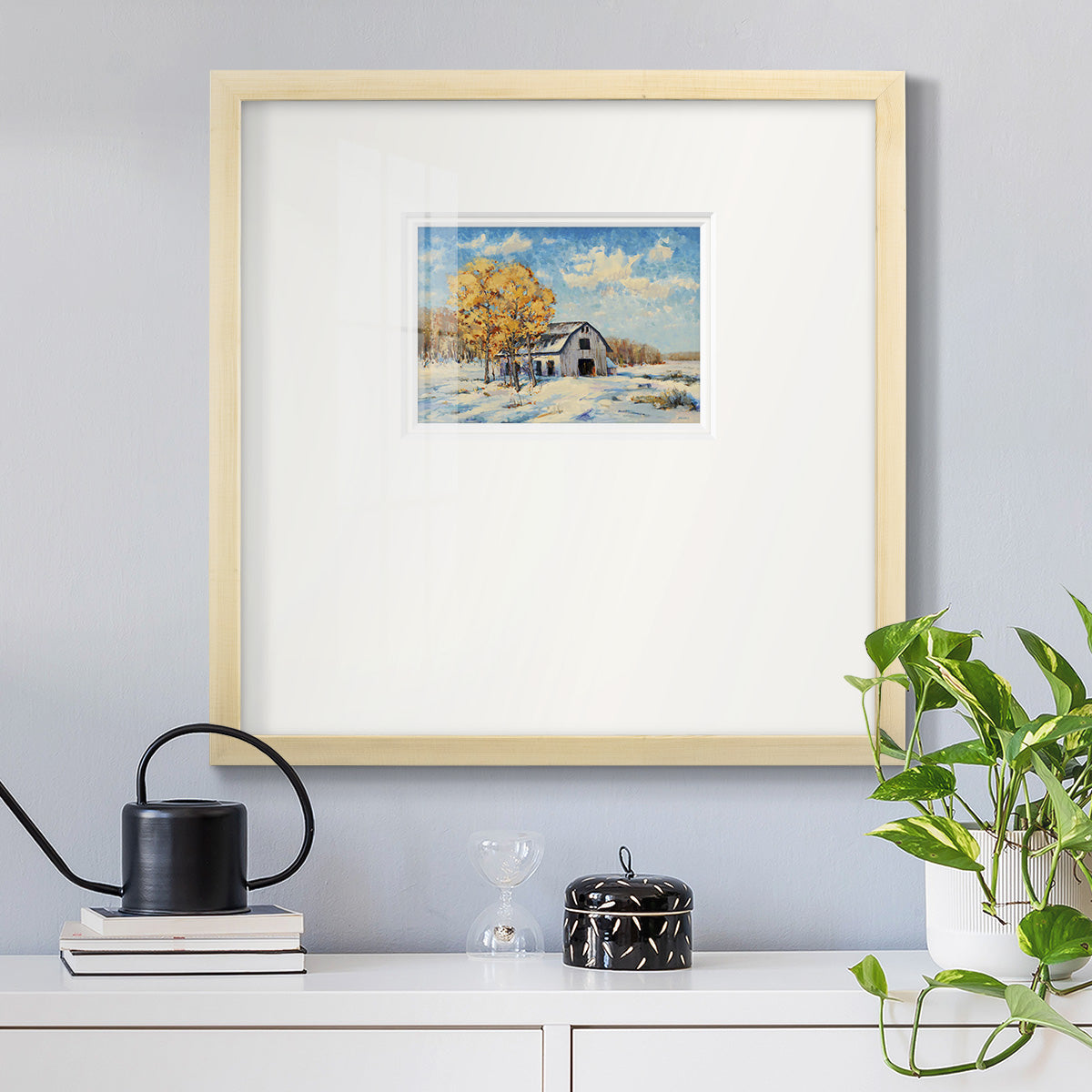 Autumn Barn- Premium Framed Print Double Matboard