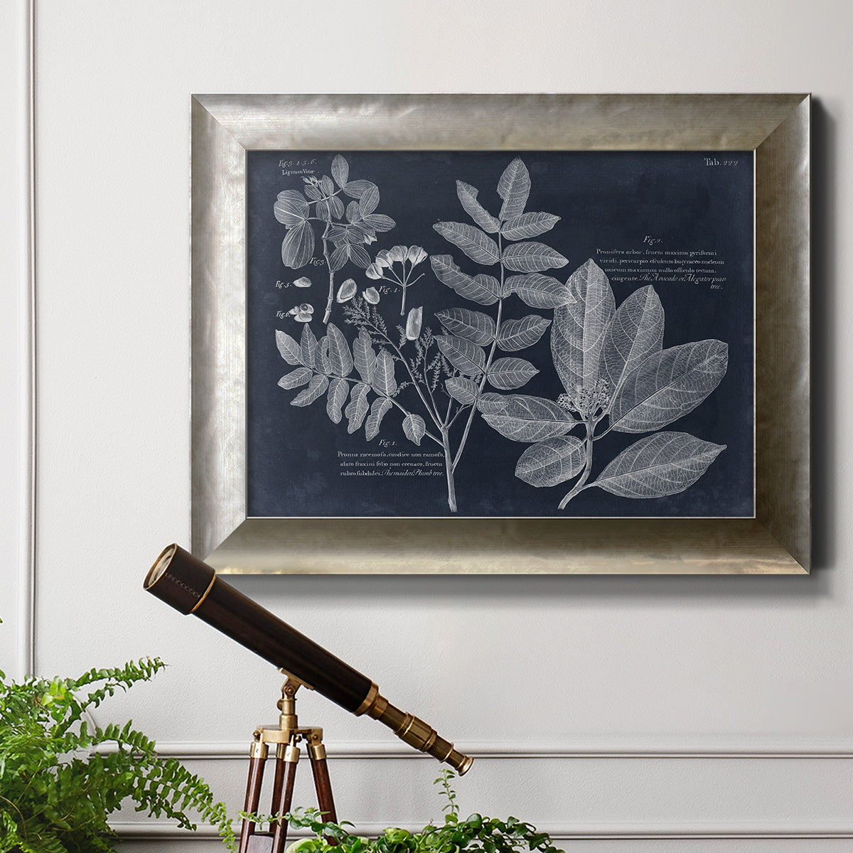 Foliage on Navy V Premium Framed Canvas- Ready to Hang