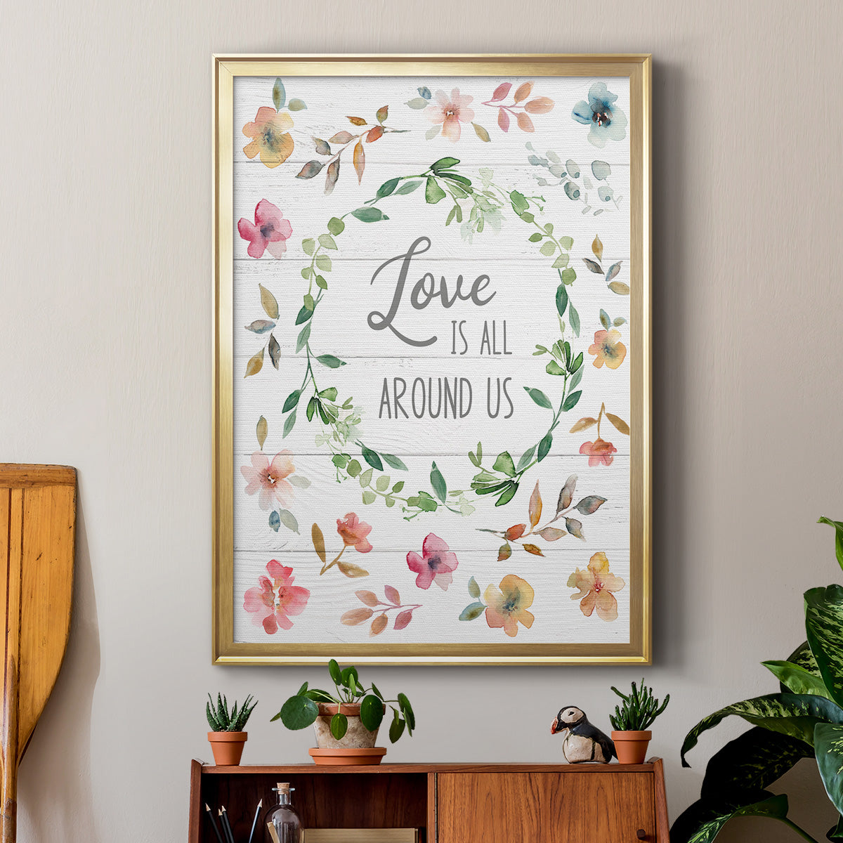 Love is All Around Us - Modern Framed Canvas Print