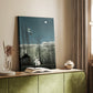Canvas art print of a mysterious nighttime setting with costumed figures and soft light styled in a home decor setting.