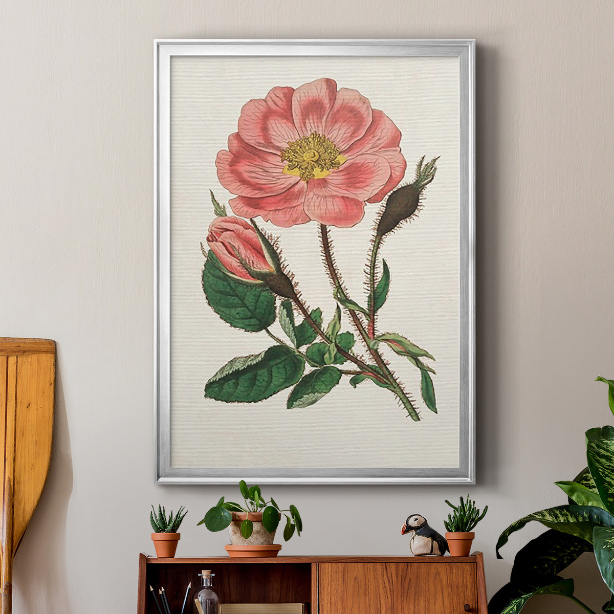 Pink Floral Mix IX - Modern Framed Canvas Print